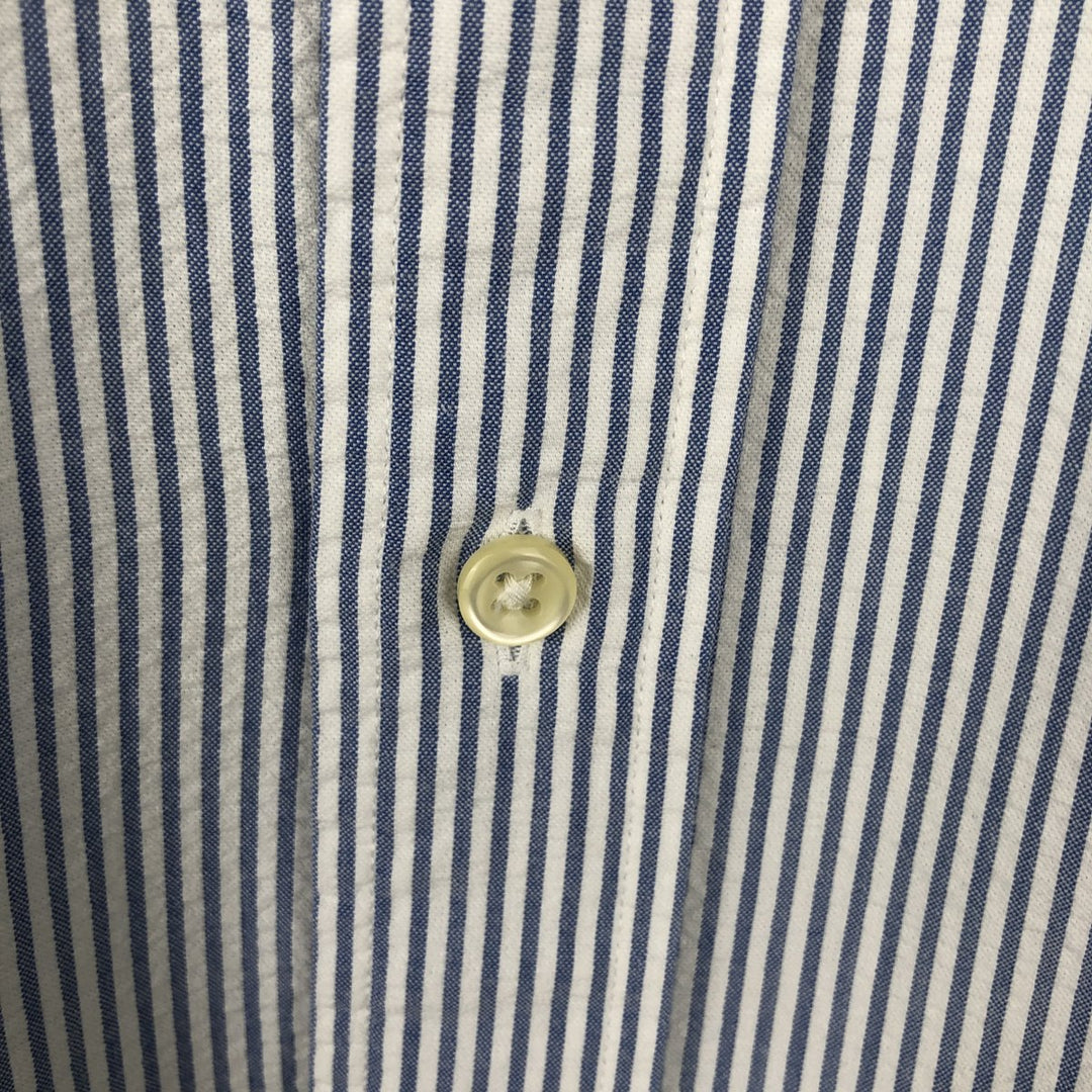 Ralph Lauren Classic Fit Seersucker Short Sleeve Button Down Striped Shirt Men's M cotton navy blue type Vintage Second Hand