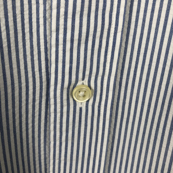 Ralph Lauren Classic Fit Seersucker Short Sleeve Button Down Striped Shirt Men's M cotton navy blue type Vintage Second Hand