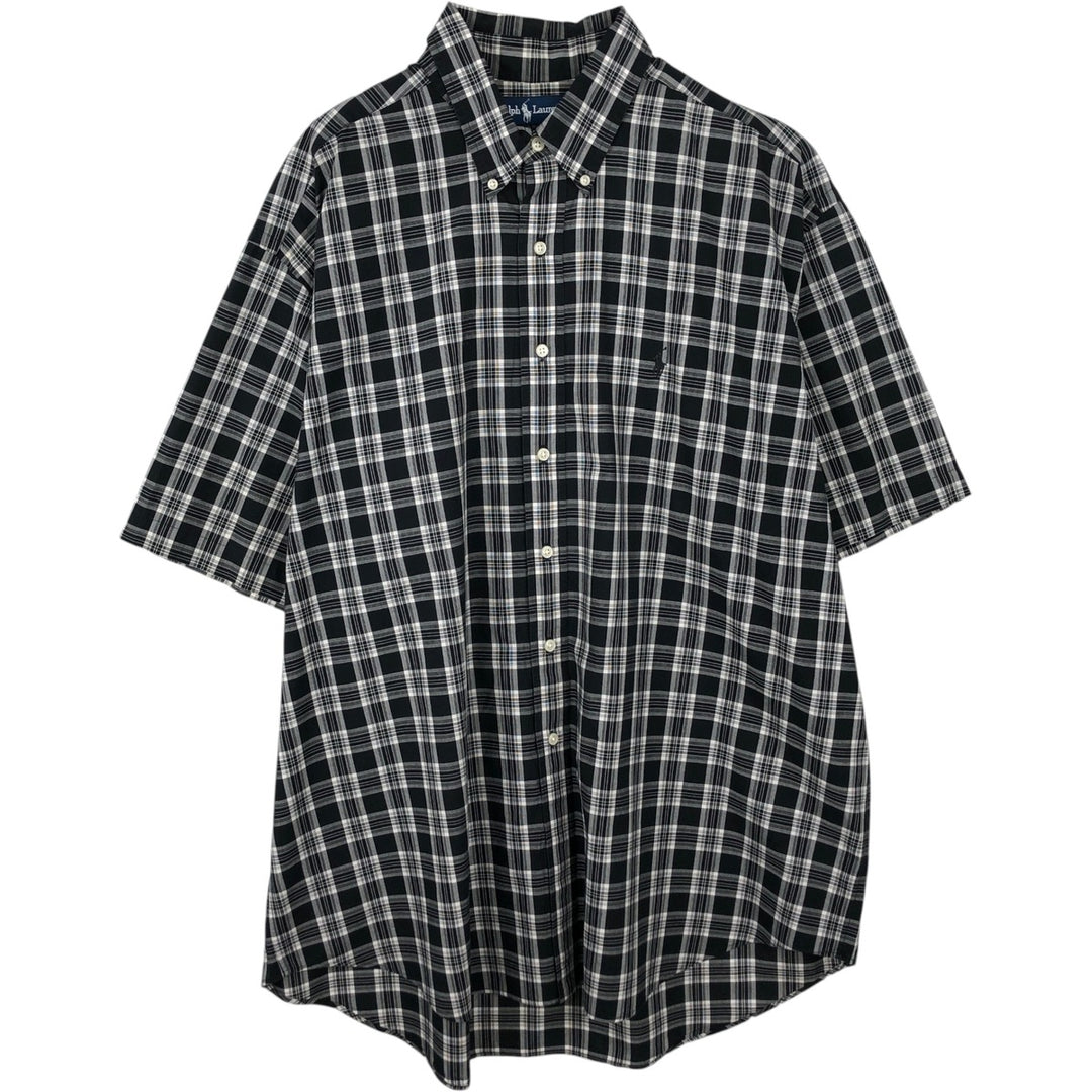 Ralph Lauren BLAKE short sleeve button down check shirt men's XL size cotton black type Vintage Second Hand