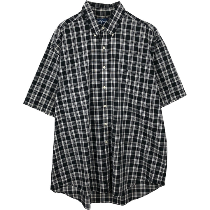 Ralph Lauren BLAKE short sleeve button down check shirt men's XL size cotton black type Vintage Second Hand