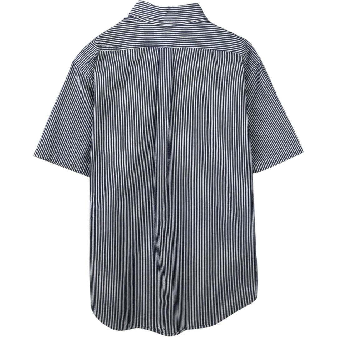 Ralph Lauren CLASSIC FIT Classic Fit Seersucker Short Sleeve Button Down Striped Shirt Men's M cotton navy blue type Vintage Second Hand