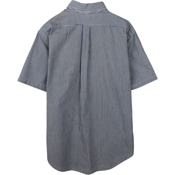 Ralph Lauren CLASSIC FIT Classic Fit Seersucker Short Sleeve Button Down Striped Shirt Men's M cotton navy blue type Vintage Second Hand