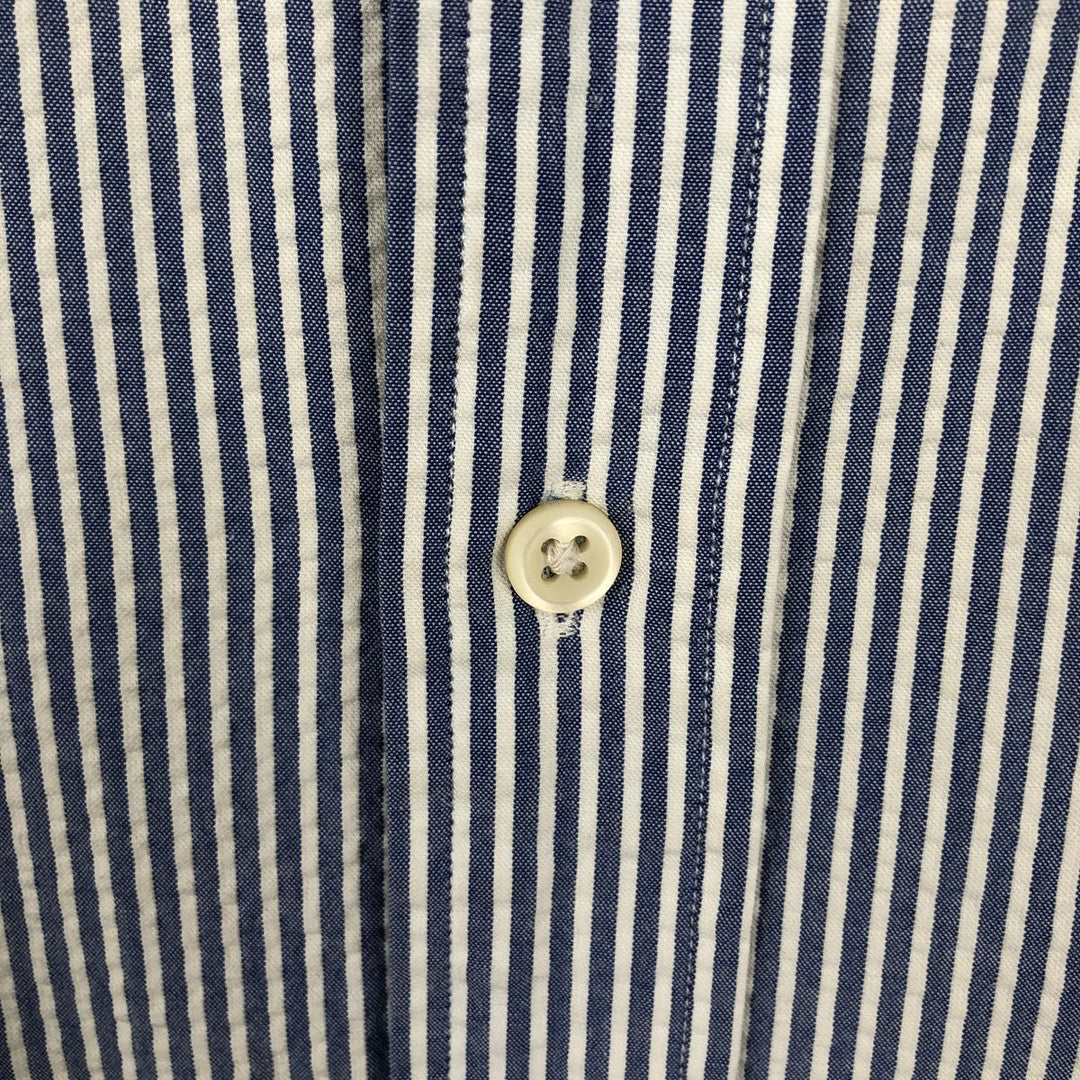 Ralph Lauren CLASSIC FIT Classic Fit Seersucker Short Sleeve Button Down Striped Shirt Men's M cotton navy blue type Vintage Second Hand