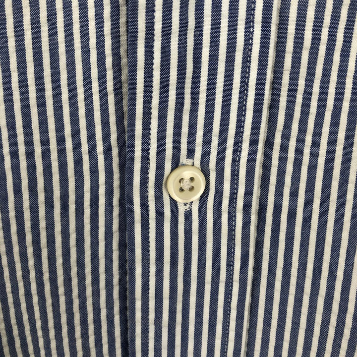 Ralph Lauren CLASSIC FIT Classic Fit Seersucker Short Sleeve Button Down Striped Shirt Men's M cotton navy blue type Vintage Second Hand