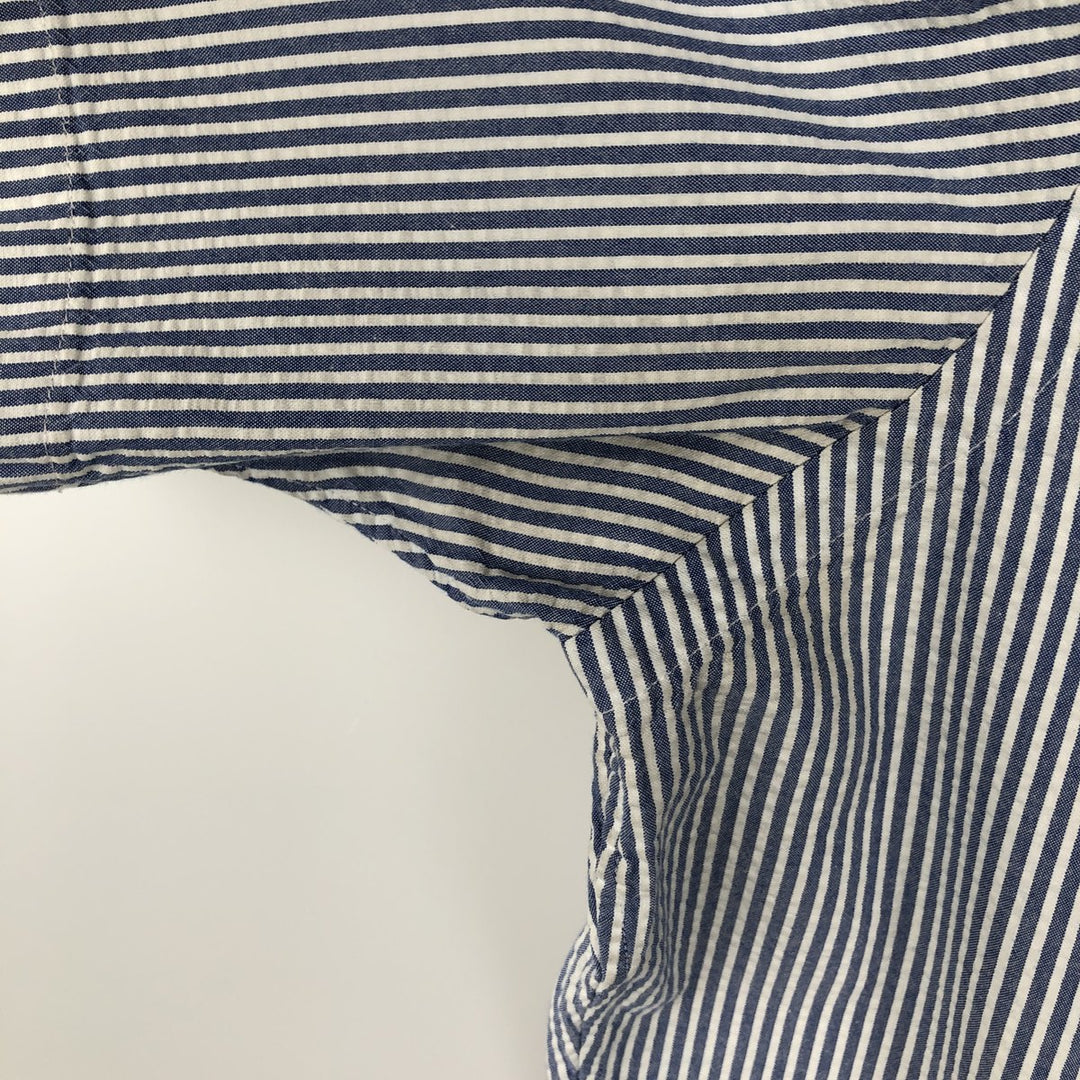 Ralph Lauren CLASSIC FIT Classic Fit Seersucker Short Sleeve Button Down Striped Shirt Men's M cotton navy blue type Vintage Second Hand