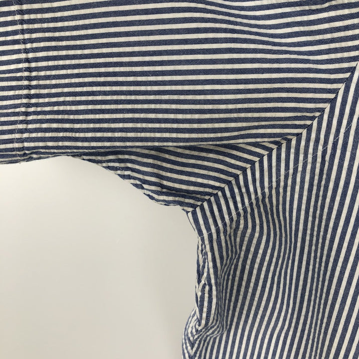 Ralph Lauren CLASSIC FIT Classic Fit Seersucker Short Sleeve Button Down Striped Shirt Men's M cotton navy blue type Vintage Second Hand