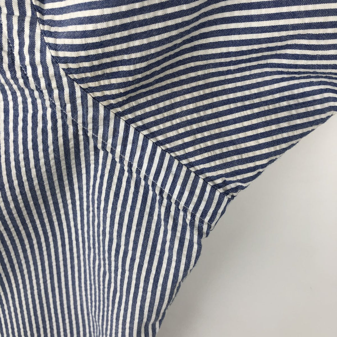 Ralph Lauren CLASSIC FIT Classic Fit Seersucker Short Sleeve Button Down Striped Shirt Men's M cotton navy blue type Vintage Second Hand
