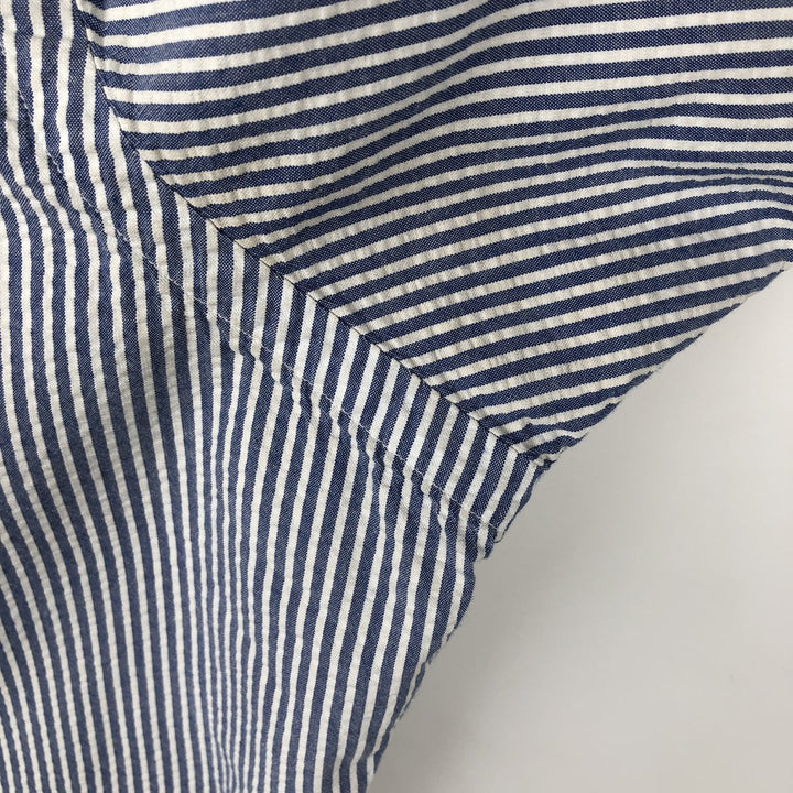 Ralph Lauren CLASSIC FIT Classic Fit Seersucker Short Sleeve Button Down Striped Shirt Men's M cotton navy blue type Vintage Second Hand