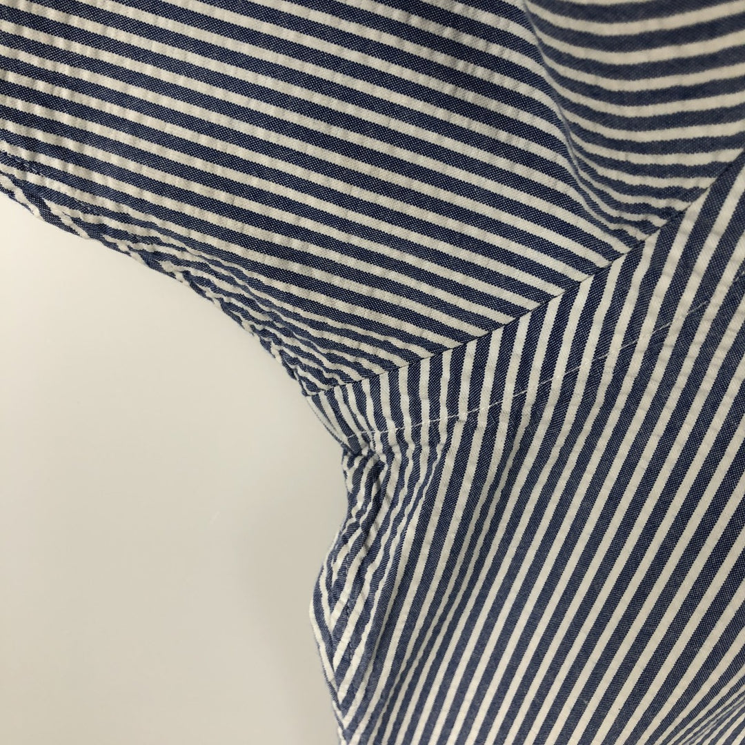 Ralph Lauren CLASSIC FIT Classic Fit Seersucker Short Sleeve Button Down Striped Shirt Men's M cotton navy blue type Vintage Second Hand