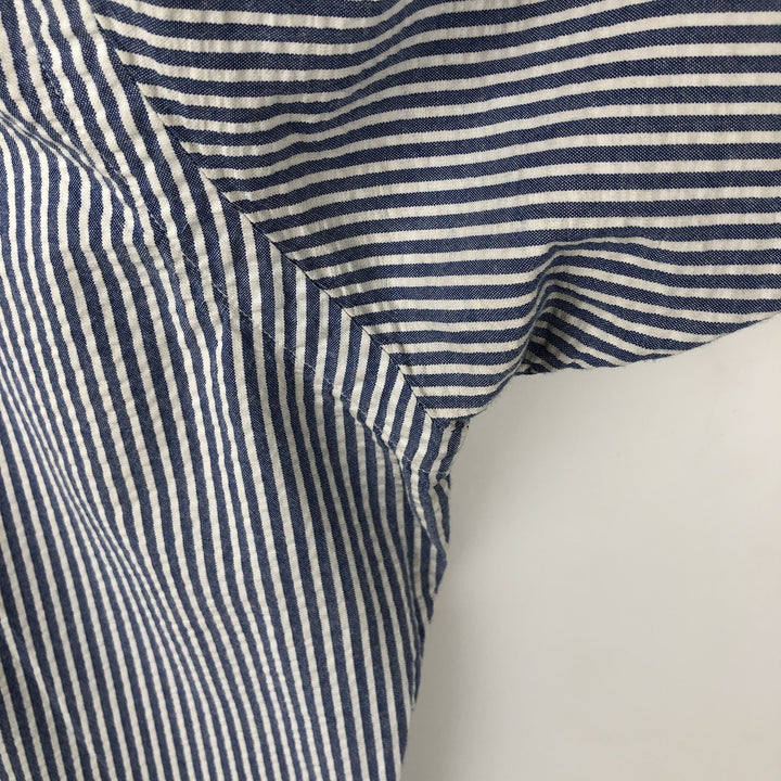 Ralph Lauren CLASSIC FIT Classic Fit Seersucker Short Sleeve Button Down Striped Shirt Men's M cotton navy blue type Vintage Second Hand