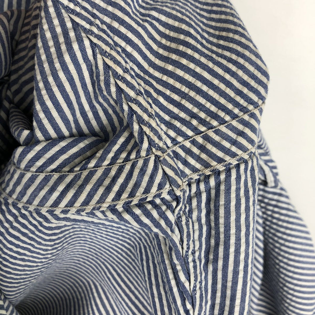 Ralph Lauren CLASSIC FIT Classic Fit Seersucker Short Sleeve Button Down Striped Shirt Men's M cotton navy blue type Vintage Second Hand