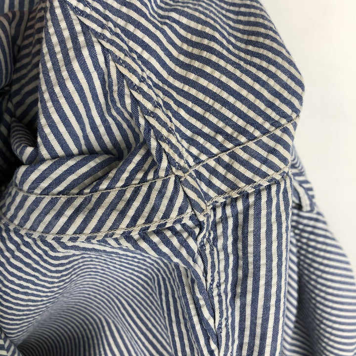 Ralph Lauren CLASSIC FIT Classic Fit Seersucker Short Sleeve Button Down Striped Shirt Men's M cotton navy blue type Vintage Second Hand