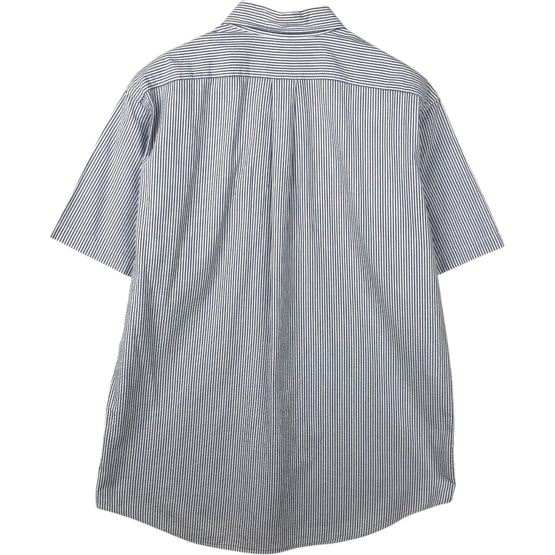 Ralph Lauren CUSTOM FIT Seersucker Short Sleeve Button Down Striped Shirt Men's L size cotton white type Vintage Second Hand