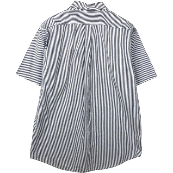 Ralph Lauren CUSTOM FIT Seersucker Short Sleeve Button Down Striped Shirt Men's L size cotton white type Vintage Second Hand