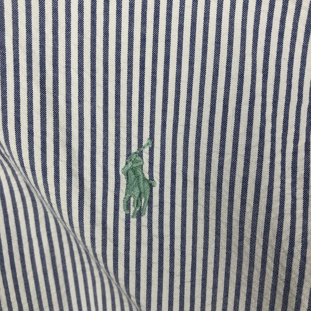 Ralph Lauren CUSTOM FIT Seersucker Short Sleeve Button Down Striped Shirt Men's L size cotton white type Vintage Second Hand