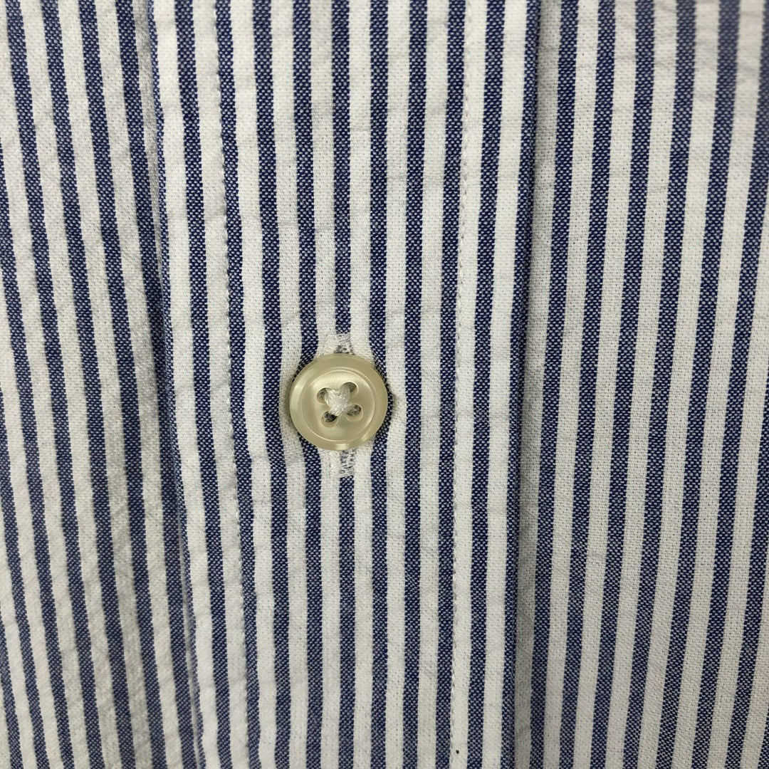 Ralph Lauren CUSTOM FIT Seersucker Short Sleeve Button Down Striped Shirt Men's L size cotton white type Vintage Second Hand
