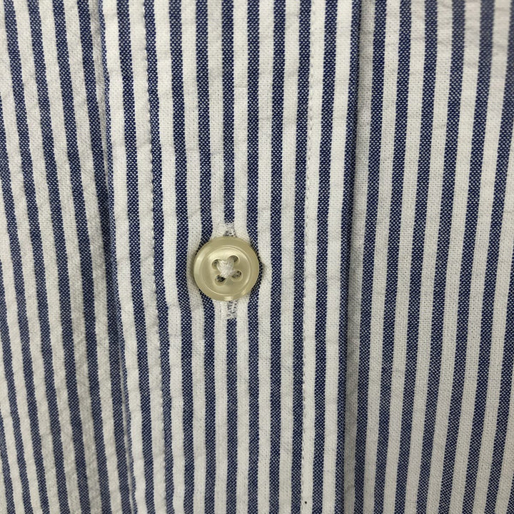 Ralph Lauren CUSTOM FIT Seersucker Short Sleeve Button Down Striped Shirt Men's L size cotton white type Vintage Second Hand