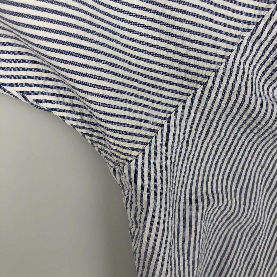 Ralph Lauren CUSTOM FIT Seersucker Short Sleeve Button Down Striped Shirt Men's L size cotton white type Vintage Second Hand