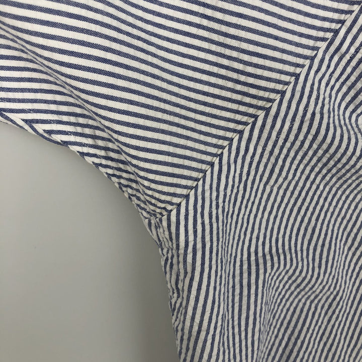 Ralph Lauren CUSTOM FIT Seersucker Short Sleeve Button Down Striped Shirt Men's L size cotton white type Vintage Second Hand