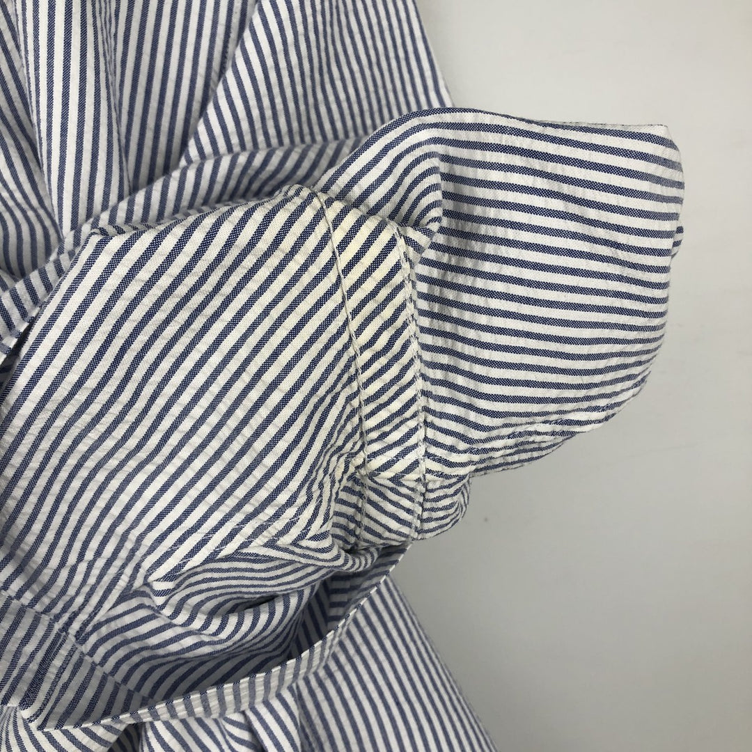 Ralph Lauren CUSTOM FIT Seersucker Short Sleeve Button Down Striped Shirt Men's L size cotton white type Vintage Second Hand