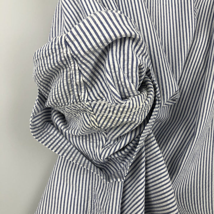 Ralph Lauren CUSTOM FIT Seersucker Short Sleeve Button Down Striped Shirt Men's L size cotton white type Vintage Second Hand