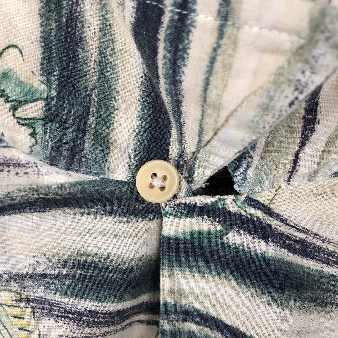 Ralph Lauren CHAPS all-over fish print short-sleeved open-collar cotton shirt, men's size M (approx.) cotton unbleached Vintage Second Hand
