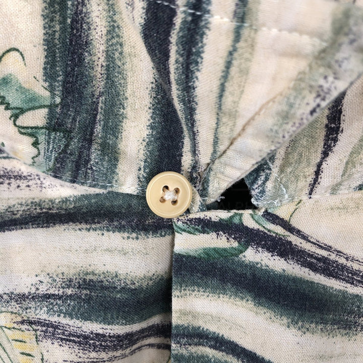 Ralph Lauren CHAPS all-over fish print short-sleeved open-collar cotton shirt, men's size M (approx.) cotton unbleached Vintage Second Hand