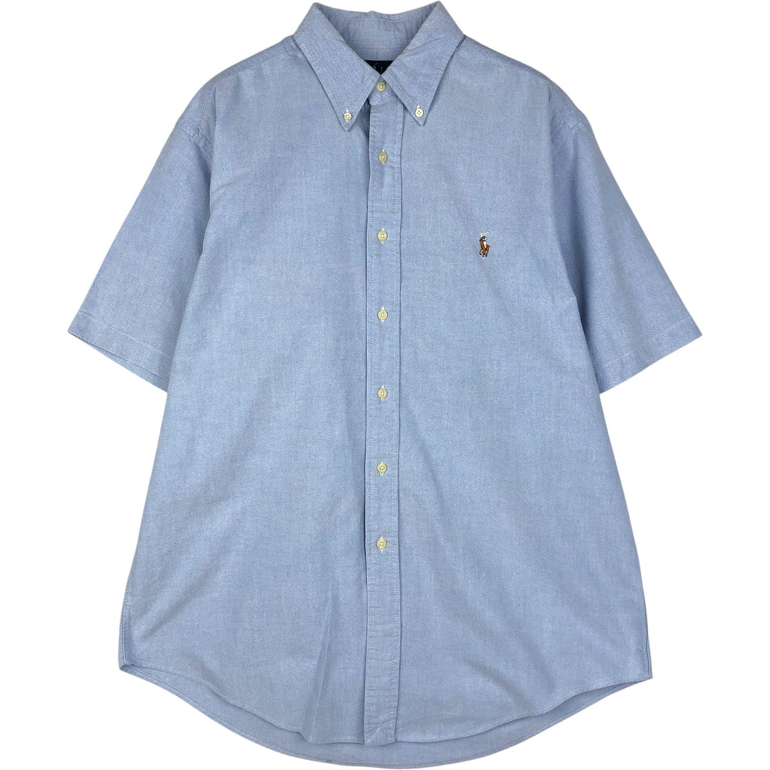 Ralph Lauren YARMOUTH short-sleeved button-down shirt, men's size XL cotton Blue type light blue Vintage Second Hand