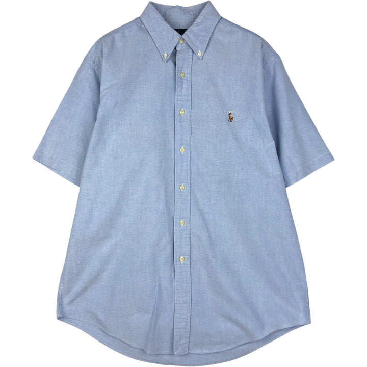 Ralph Lauren YARMOUTH short-sleeved button-down shirt, men's size XL cotton Blue type light blue Vintage Second Hand