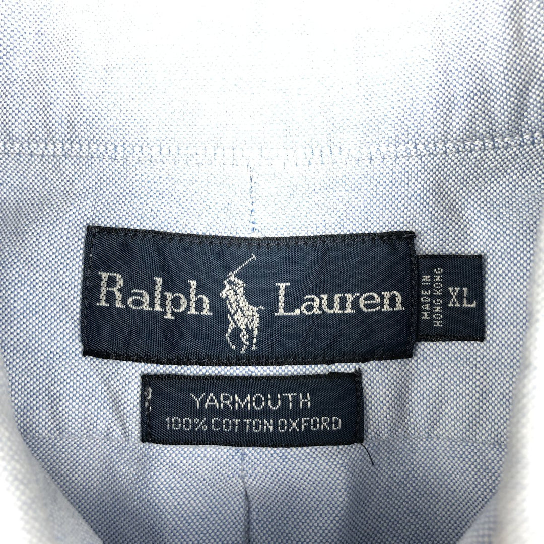 Ralph Lauren YARMOUTH short-sleeved button-down shirt, men's size XL cotton Blue type light blue Vintage Second Hand