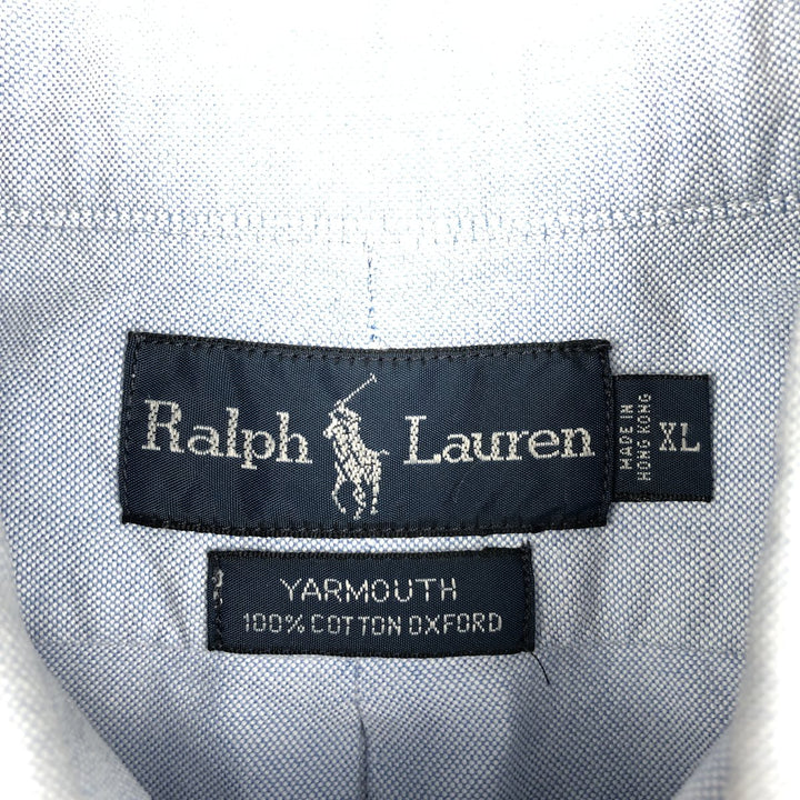 Ralph Lauren YARMOUTH short-sleeved button-down shirt, men's size XL cotton Blue type light blue Vintage Second Hand