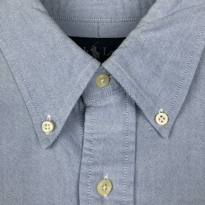 Ralph Lauren YARMOUTH short-sleeved button-down shirt, men's size XL cotton Blue type light blue Vintage Second Hand