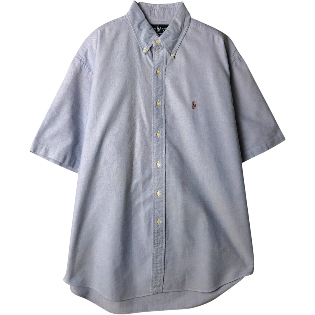 Ralph Lauren BLAIRE short sleeve button down shirt, men's size L cotton navy blue type Vintage Second Hand