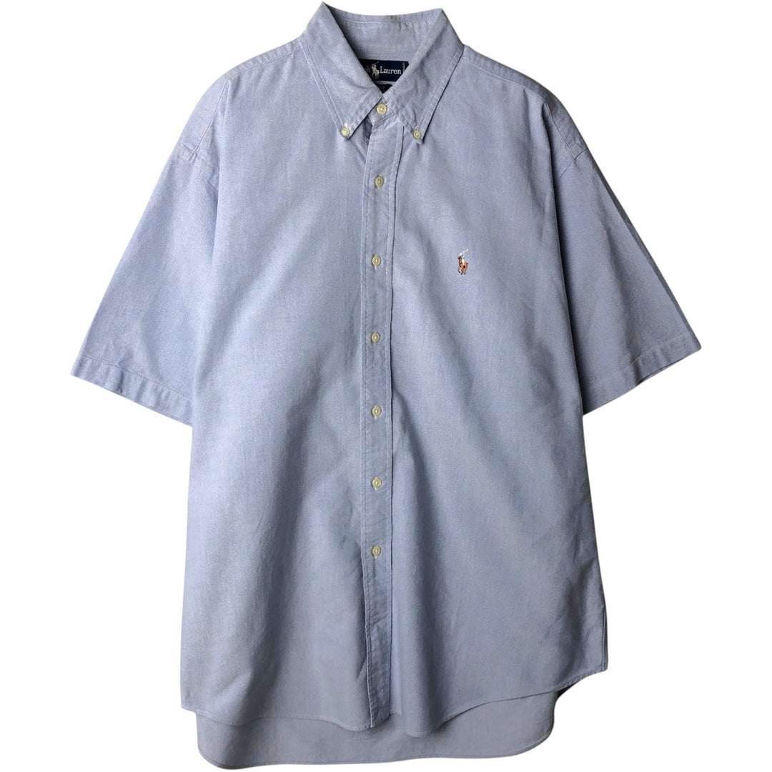 Ralph Lauren BLAIRE short sleeve button down shirt, men's size L cotton blue type Vintage Second Hand