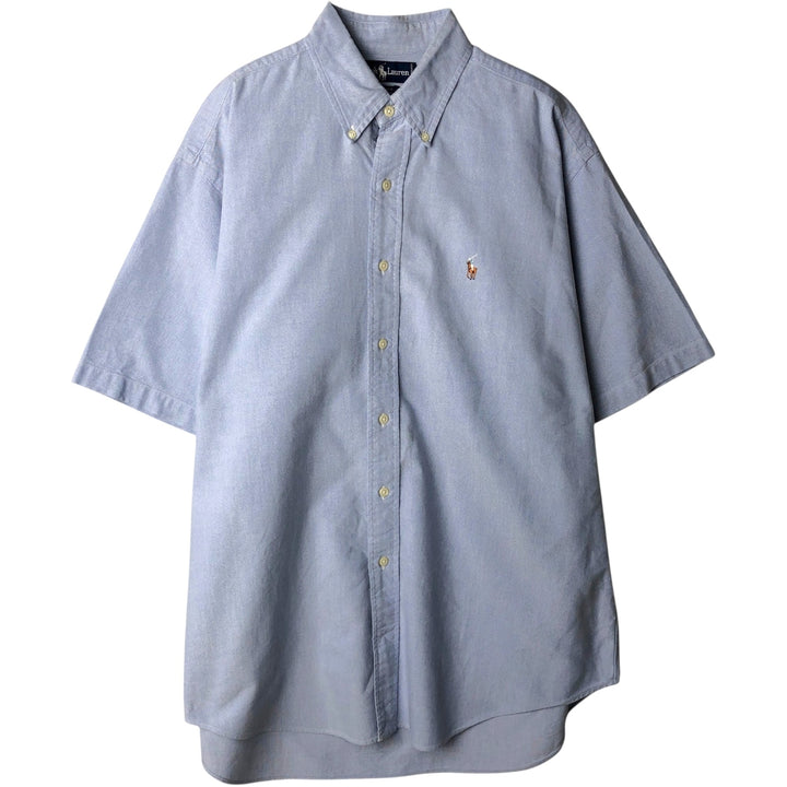 Ralph Lauren BLAIRE short sleeve button down shirt, men's size L cotton blue type Vintage Second Hand