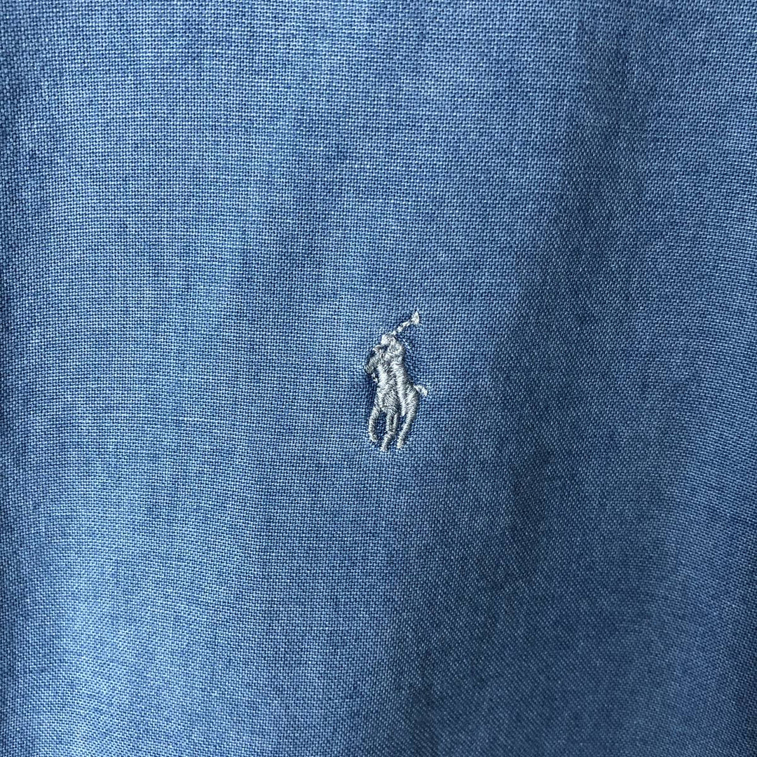 Ralph Lauren INDIGO OXFORD short sleeve button down shirt, men's size M cotton blue type Vintage Second Hand