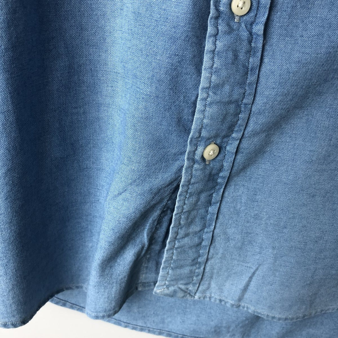 Ralph Lauren INDIGO OXFORD short sleeve button down shirt, men's size M cotton blue type Vintage Second Hand