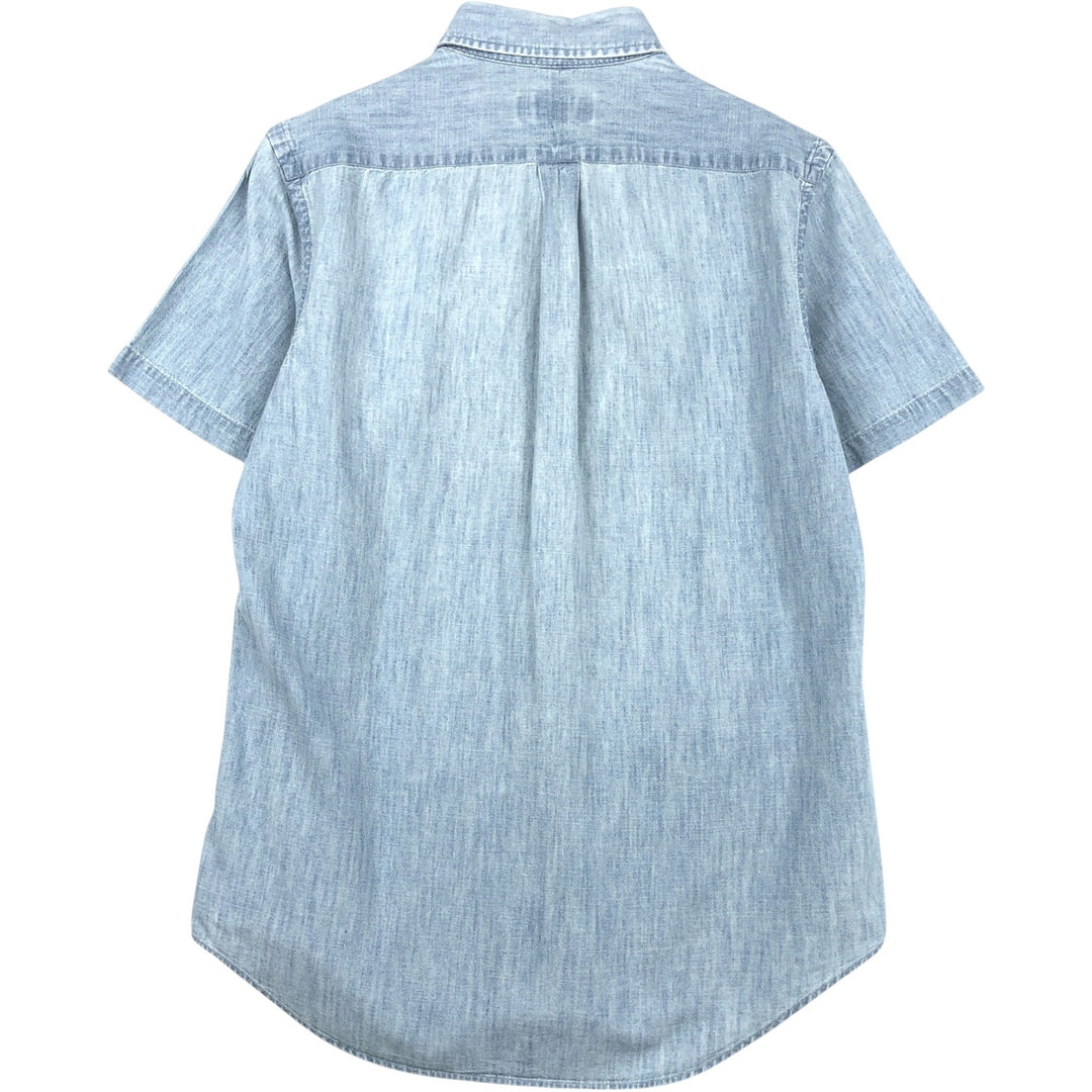 Ralph Lauren button-down short-sleeved chambray shirt, men's size M (approx.) cotton blue type Vintage Second Hand