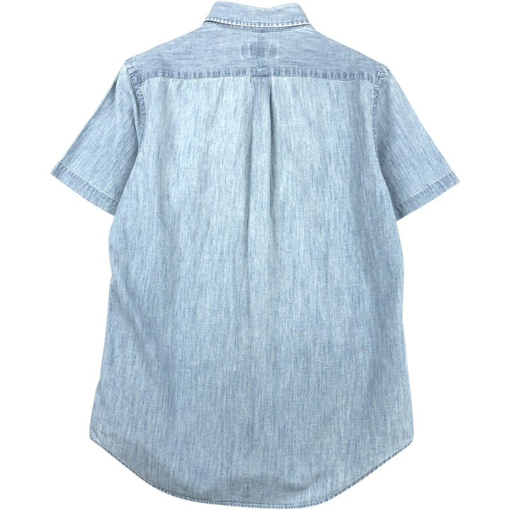 Ralph Lauren button-down short-sleeved chambray shirt, men's size M (approx.) cotton blue type Vintage Second Hand