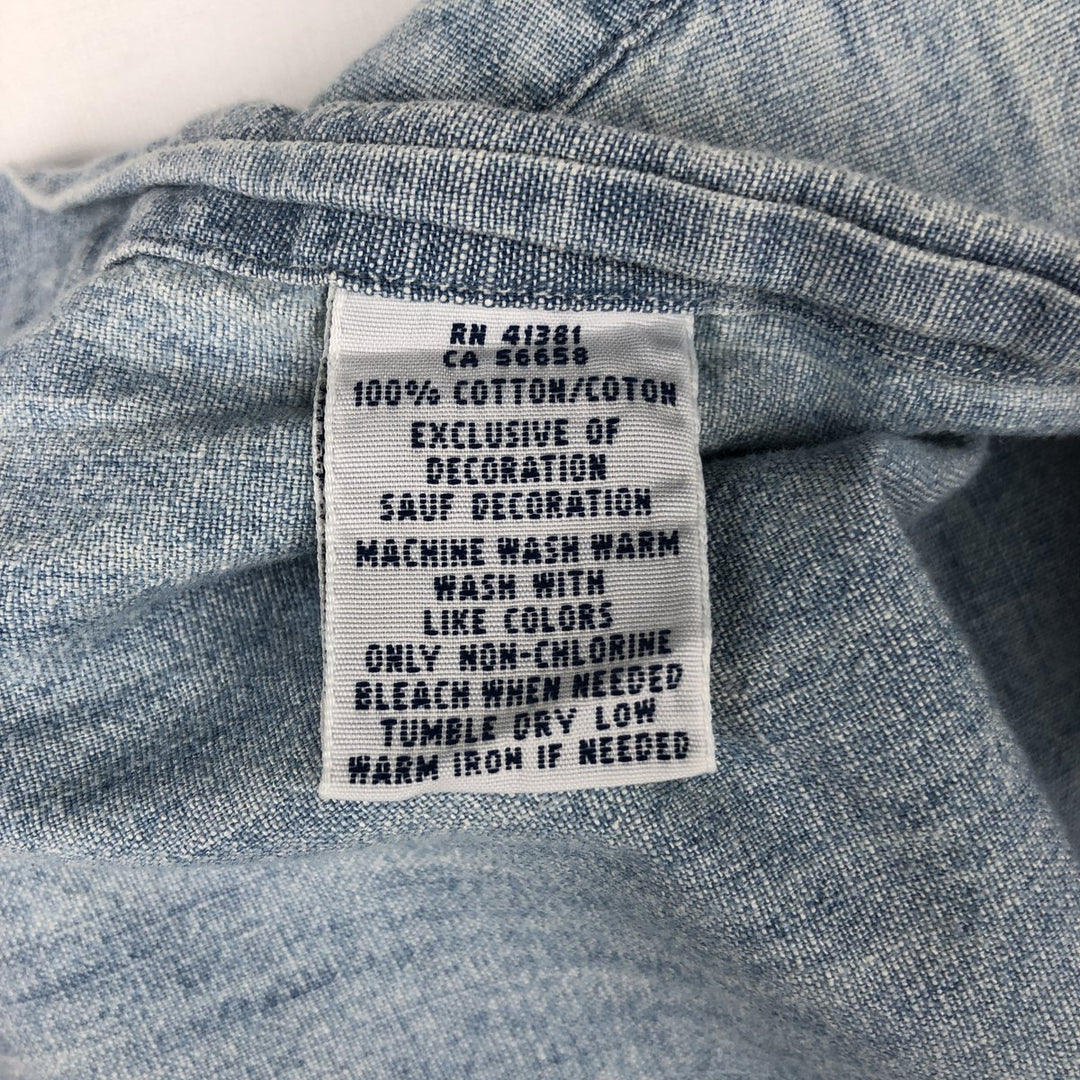 Ralph Lauren button-down short-sleeved chambray shirt, men's size M (approx.) cotton blue type Vintage Second Hand