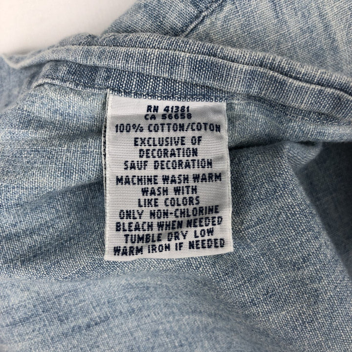 Ralph Lauren button-down short-sleeved chambray shirt, men's size M (approx.) cotton blue type Vintage Second Hand