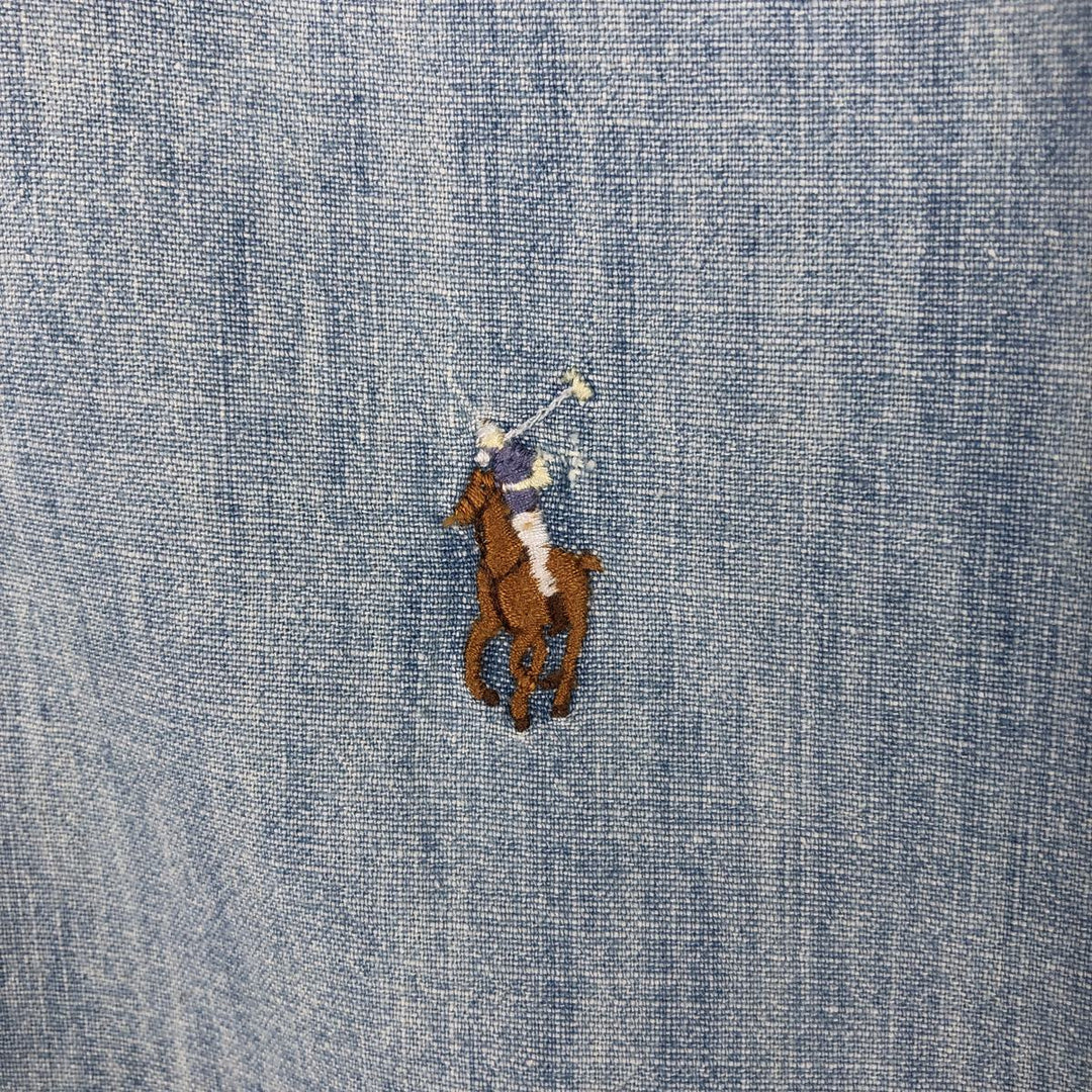 Ralph Lauren button-down short-sleeved chambray shirt, men's size M (approx.) cotton blue type Vintage Second Hand