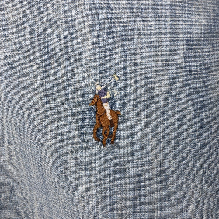 Ralph Lauren button-down short-sleeved chambray shirt, men's size M (approx.) cotton blue type Vintage Second Hand
