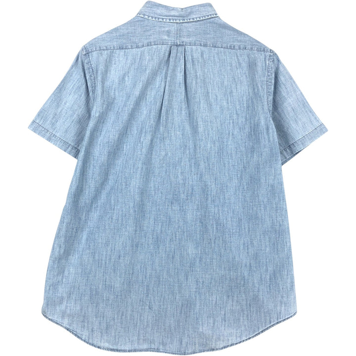 Ralph Lauren button-down short-sleeved chambray shirt, men's size XL (approx.) cotton blue type Vintage Second Hand