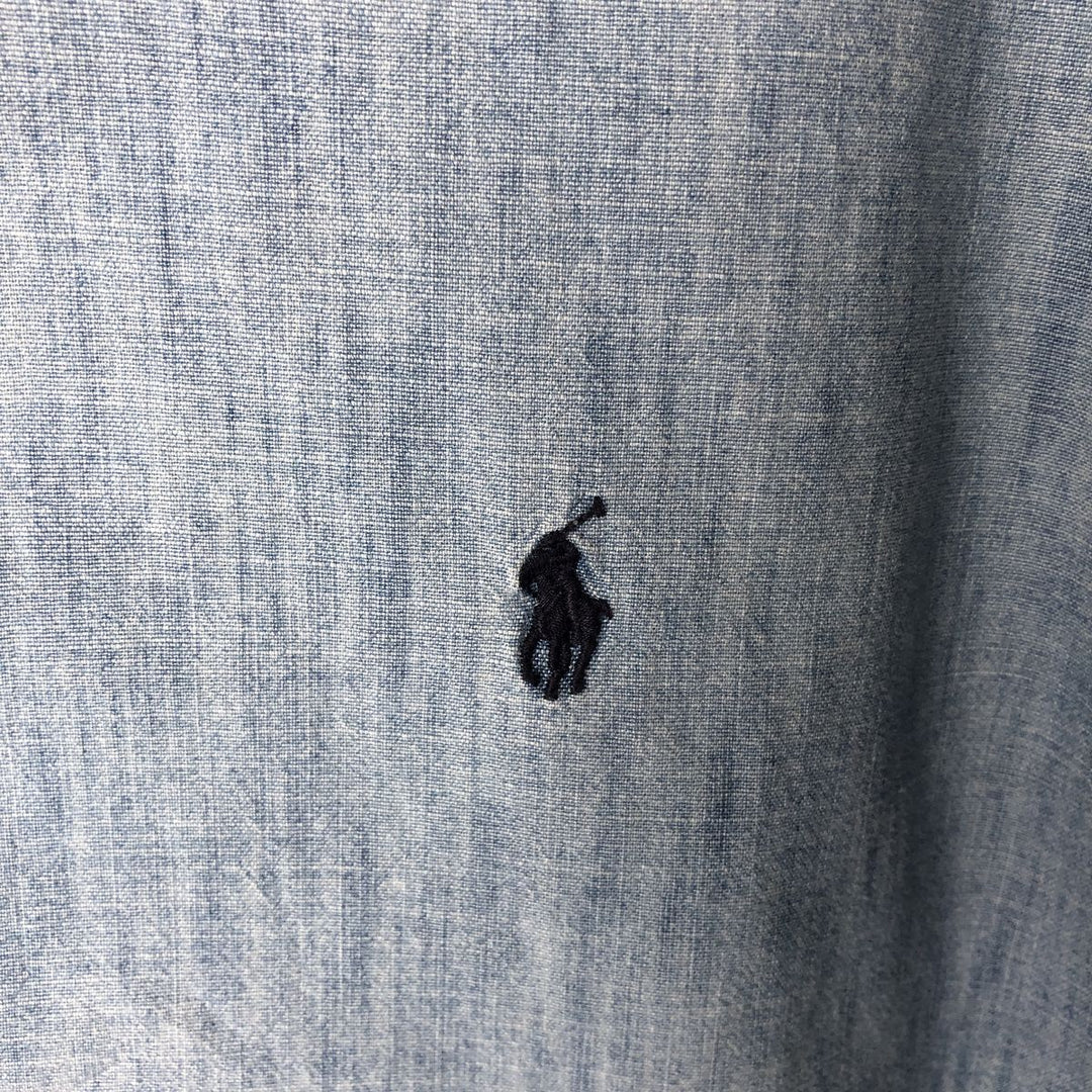 Ralph Lauren button-down short-sleeved chambray shirt, men's size XL (approx.) cotton blue type Vintage Second Hand