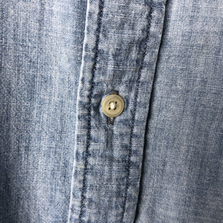 Ralph Lauren button-down short-sleeved chambray shirt, men's size XL (approx.) cotton blue type Vintage Second Hand