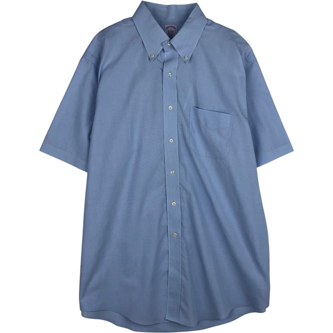 Brooks Brothers Est.1818 Classic Short-Sleeve Button-Down Shirt, Men's Size XL (approx.) cotton Blue type light blue Vintage Second Hand