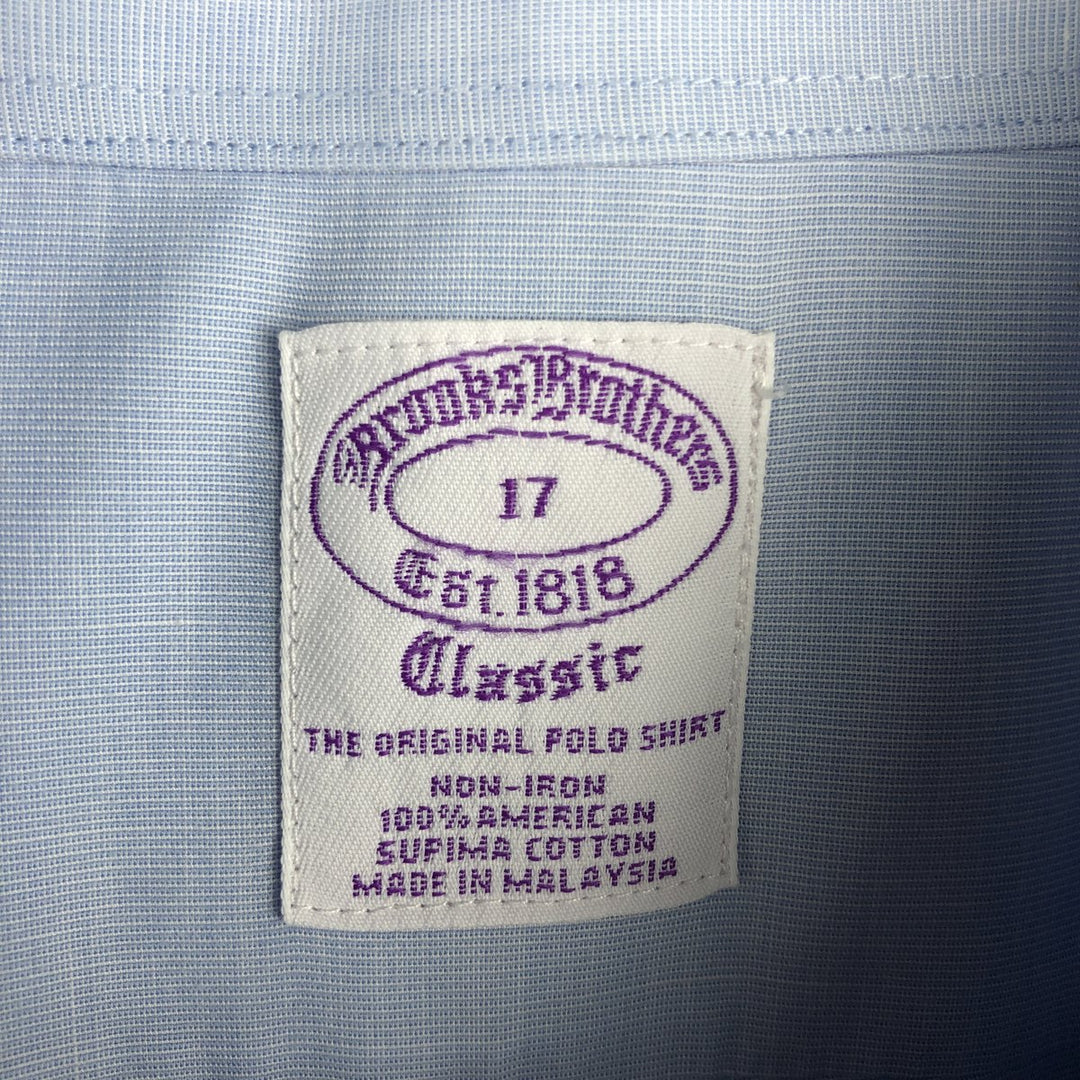 Brooks Brothers Est.1818 Classic Short-Sleeve Button-Down Shirt, Men's Size XL (approx.) cotton Blue type light blue Vintage Second Hand