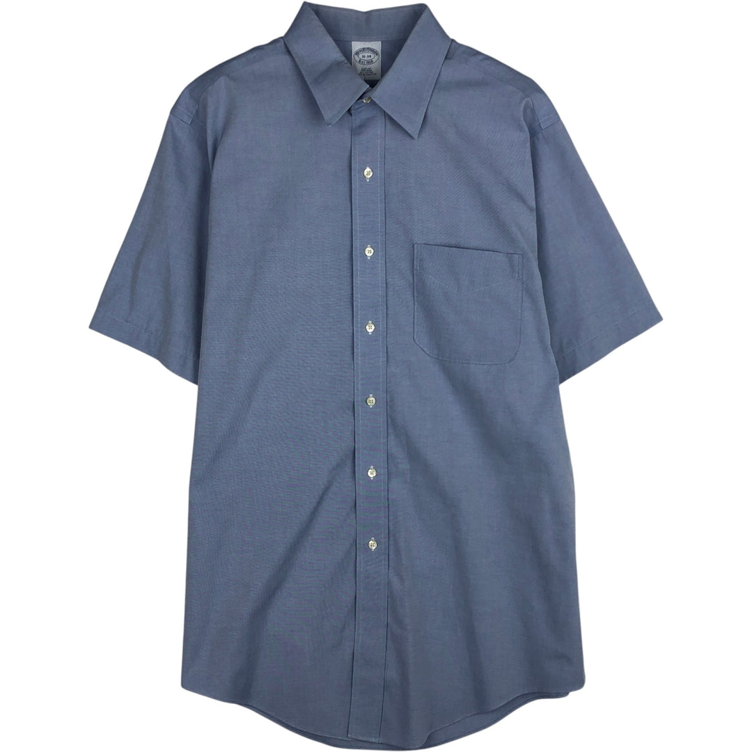 Brooks Brothers Est.1818 Slim Fit Short-Sleeve Cotton Shirt, Men's Size L (approx.) cotton blue type Vintage Second Hand