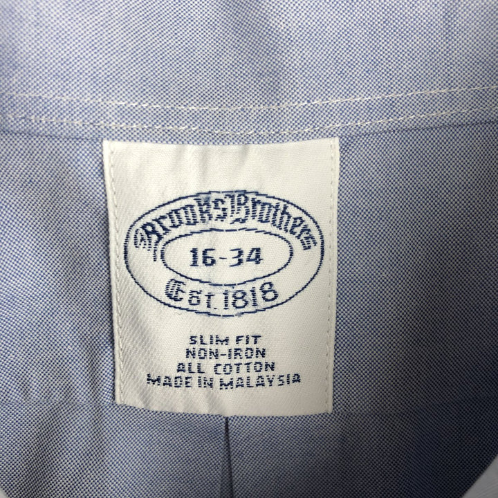 Brooks Brothers Est.1818 Slim Fit Short-Sleeve Cotton Shirt, Men's Size L (approx.) cotton blue type Vintage Second Hand